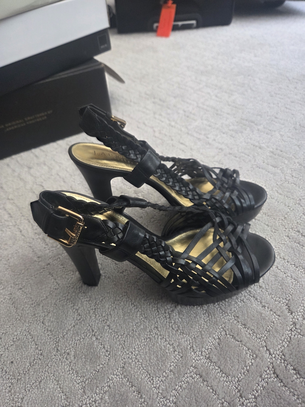 Ralph Lauren lack Braided Strappy High Heel Sandals - Women